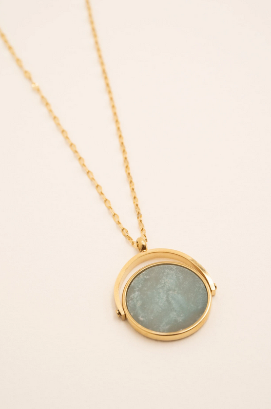 🌟COLLIER PIERRE NATURELLE RONDE - PENDENTIF ETOILE REVERSIBLE💫